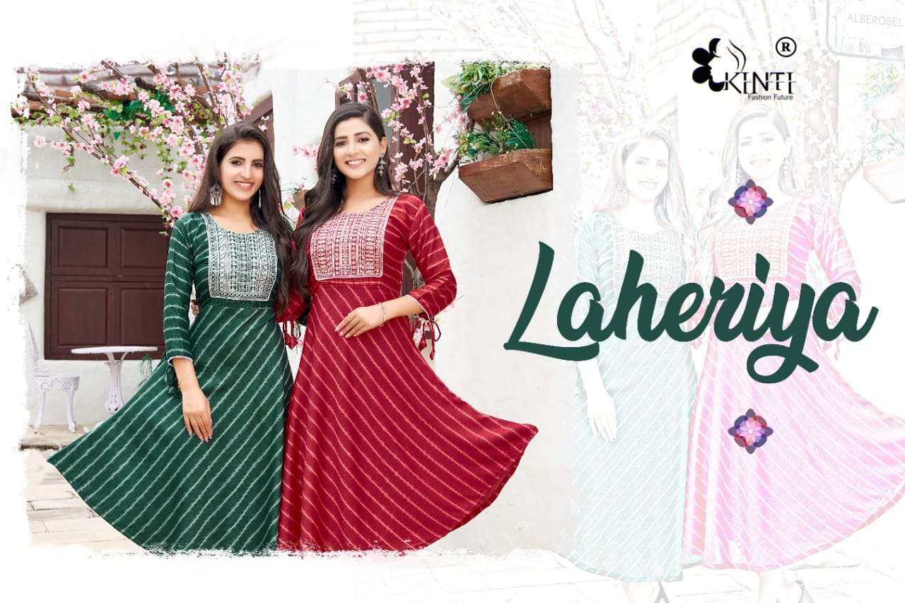 laheriya by kinti readymade amazing sequence neck work kurti 