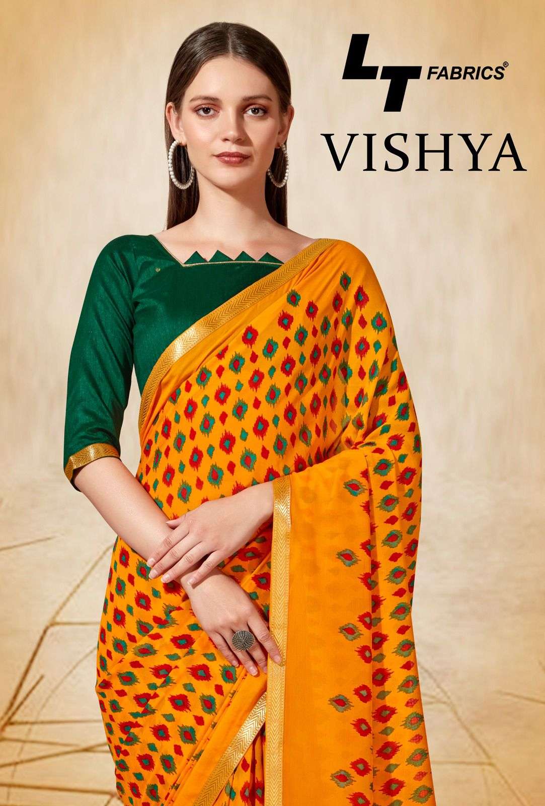 lt fabrics vishya casual wear printed saree wholesaler 