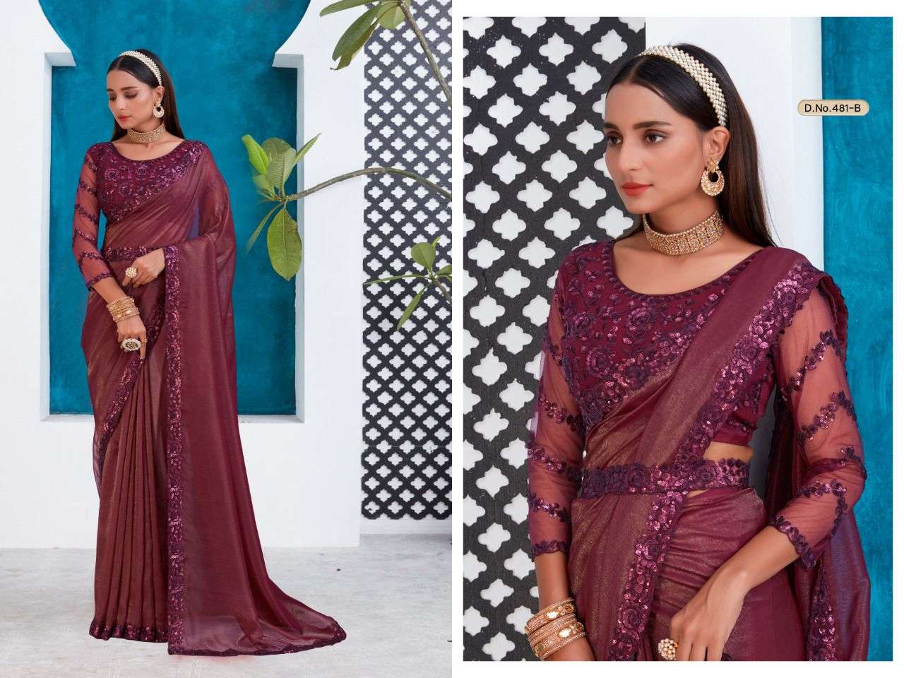 mehak 481 designer colours sequin work unstitch saree with fancy belt wholesaler 