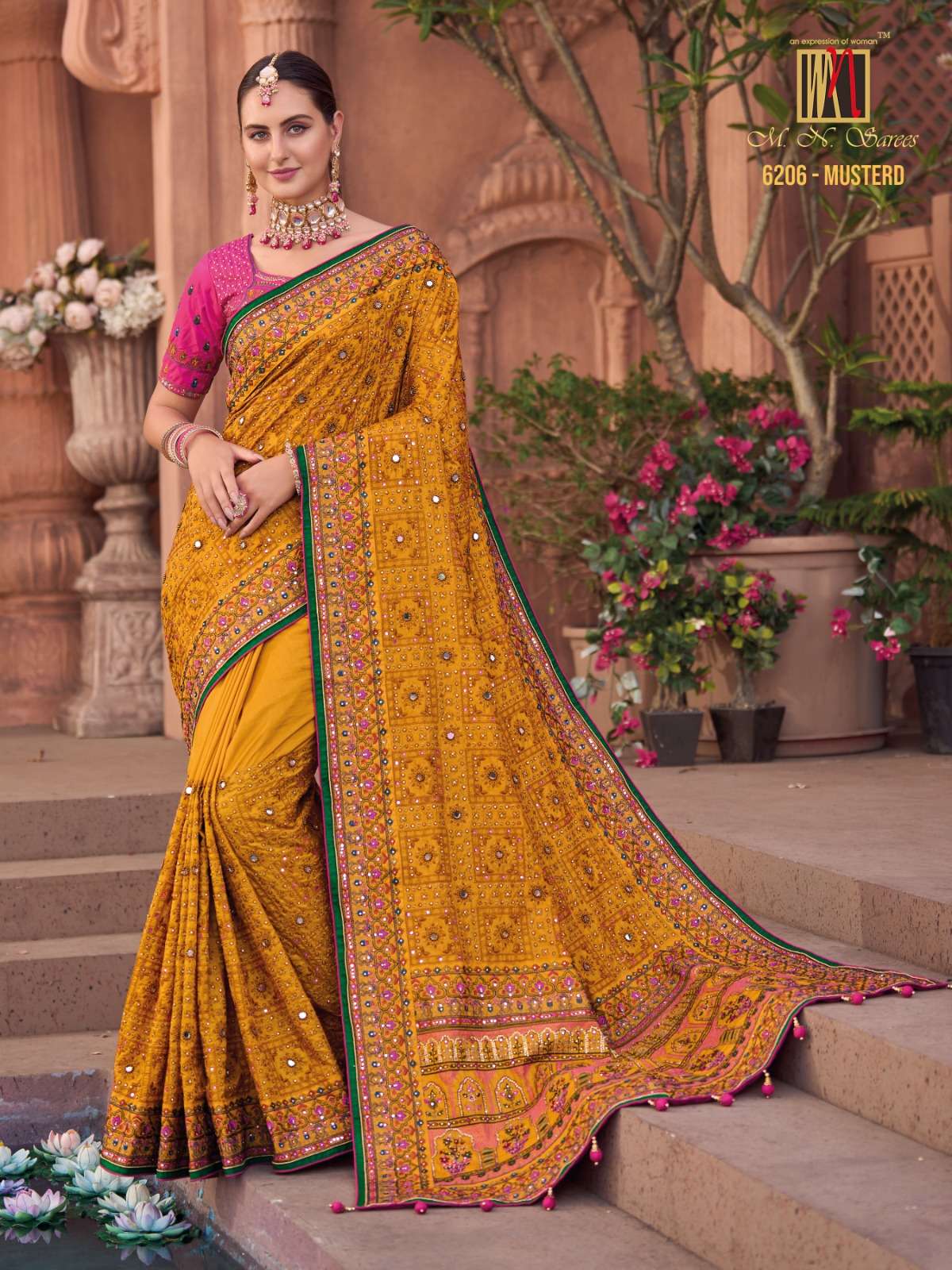 mn saree 6206 colors banarasi silk saree collection with kachhi work 