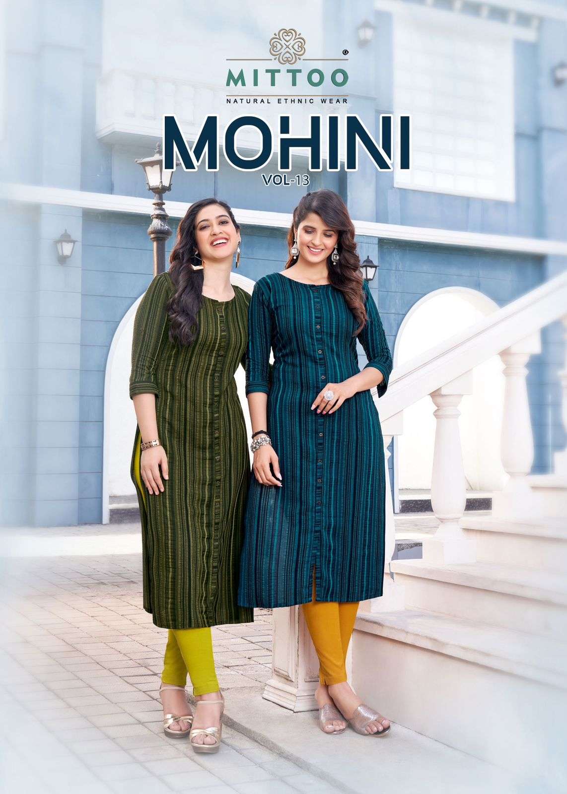 mohini vol 13 by mittoo weaving strips kurti with pant set wholesaler 