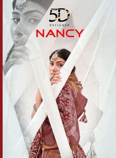 nancy by 5d designer fancy saree with jacquard blouse peice wholesaler 