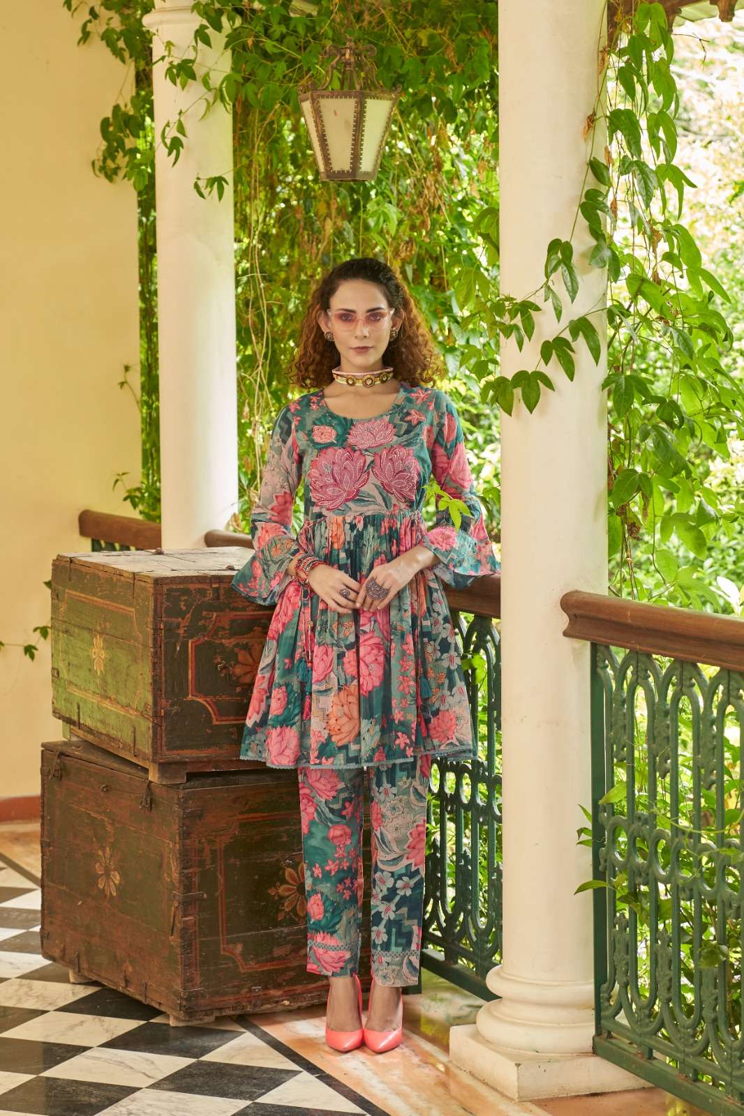 pr 101 abc designer printed top and bottom co-ord set 