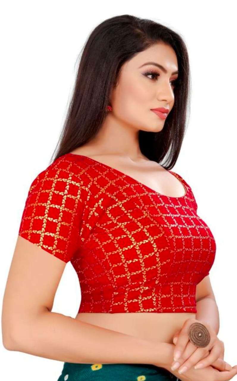 pr chex jari foil stretchable readymade blouse 