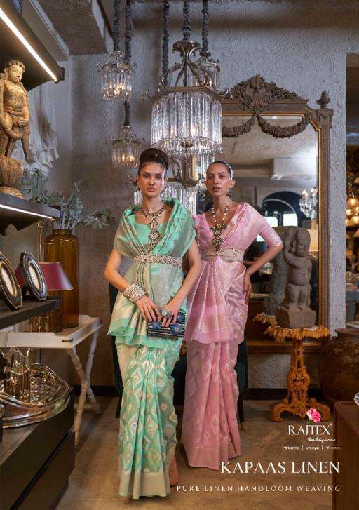 rajtex present kaapas linen designer patola weaving saree wholesaler 