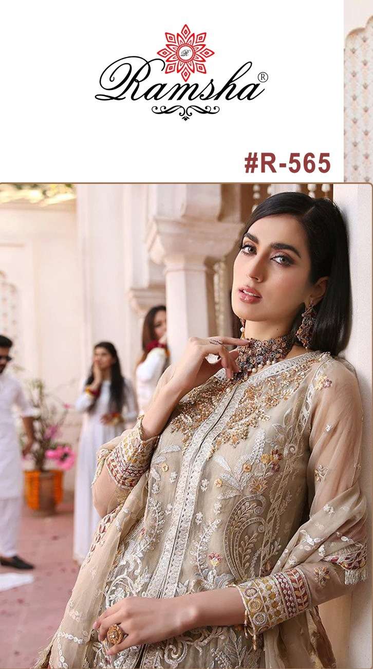 ramsha 565 heavy embroidered single pakistani suit 