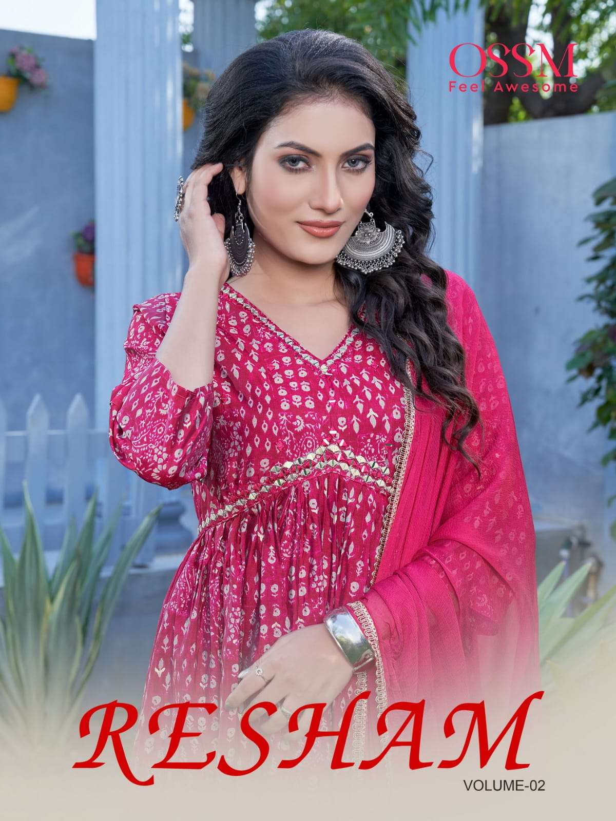 resham vol 2 by ossm fancy alia cut kurti with pant and dupatta