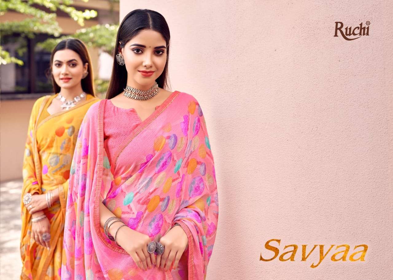 ruchi savyaa chiffon printed casual wear saree collection 