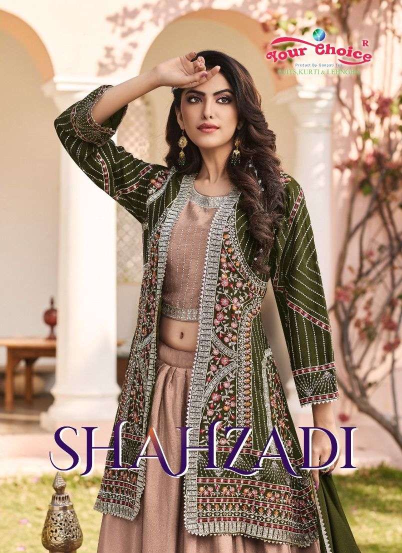 shahzadi by your choice unstitch lehenga choli with sarg jacket 