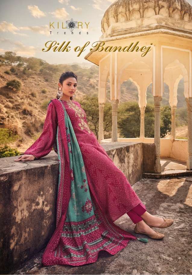 silk of bandhej by kilory trends fancy coding work salwar kameez collection 