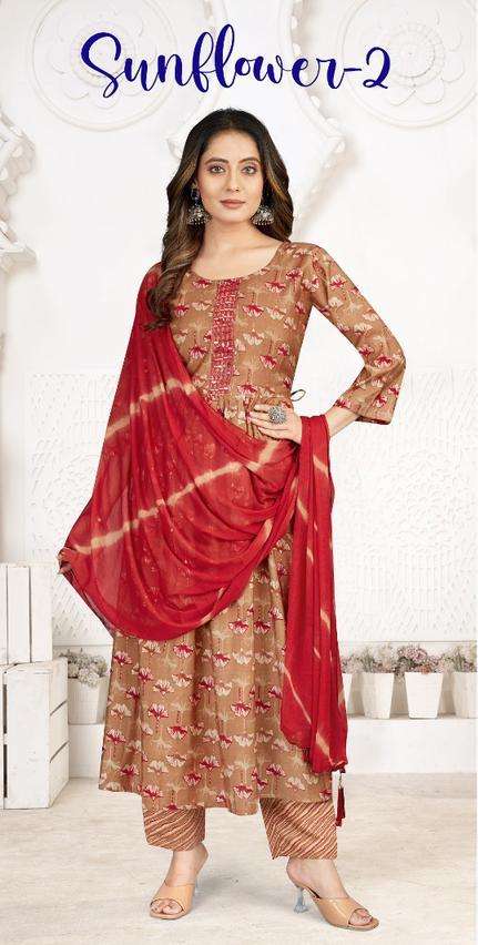 starlink sunflower vol 2 beautiful nyra cut kurti with pant and dupatta combo set 