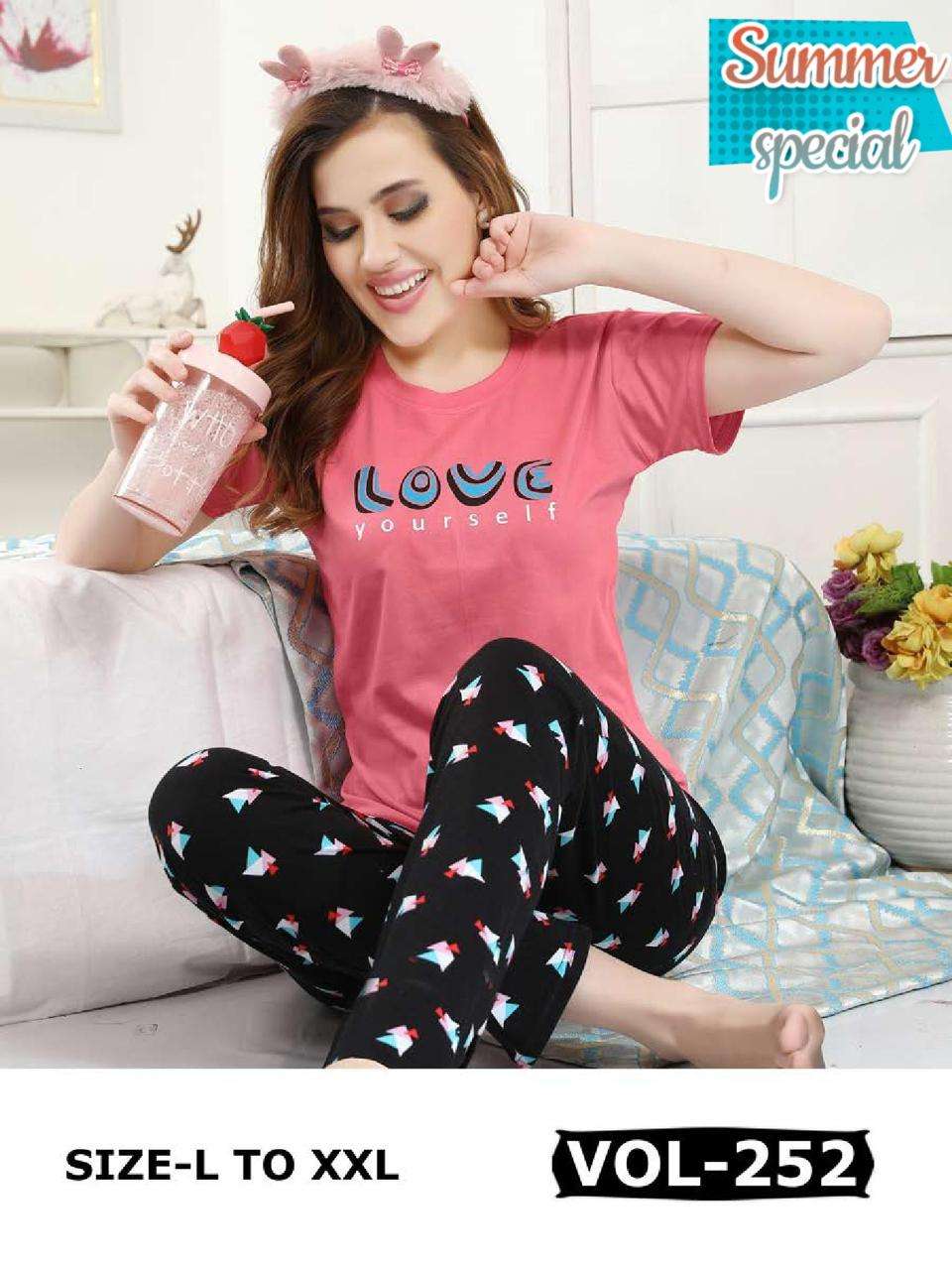 SUMMER SPECIAL VOL.252 Heavy Shinker Hosiery Cotton Night Suits CATALOG WHOLESALER BEST RATE