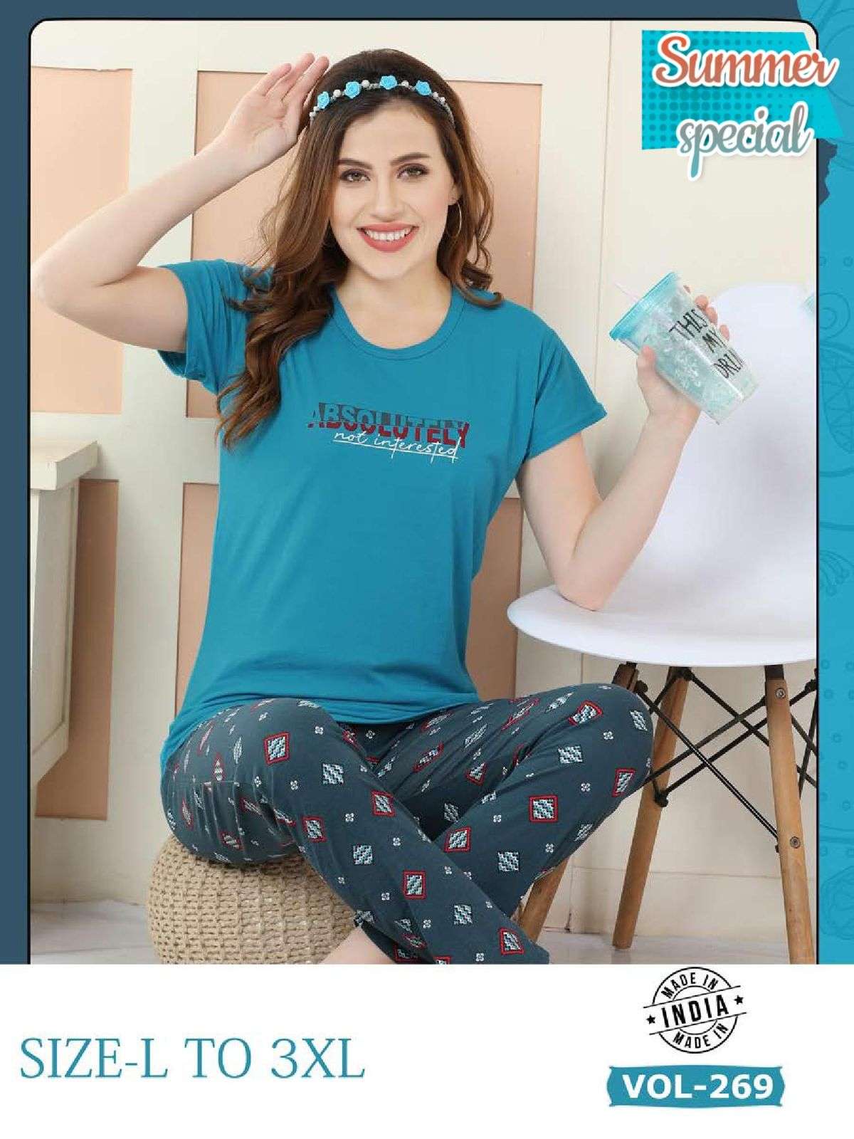 SUMMER SPECIAL VOL.269 Heavy Shinker Hosiery Cotton Night Suits CATALOG WHOLESALER BEST RATE