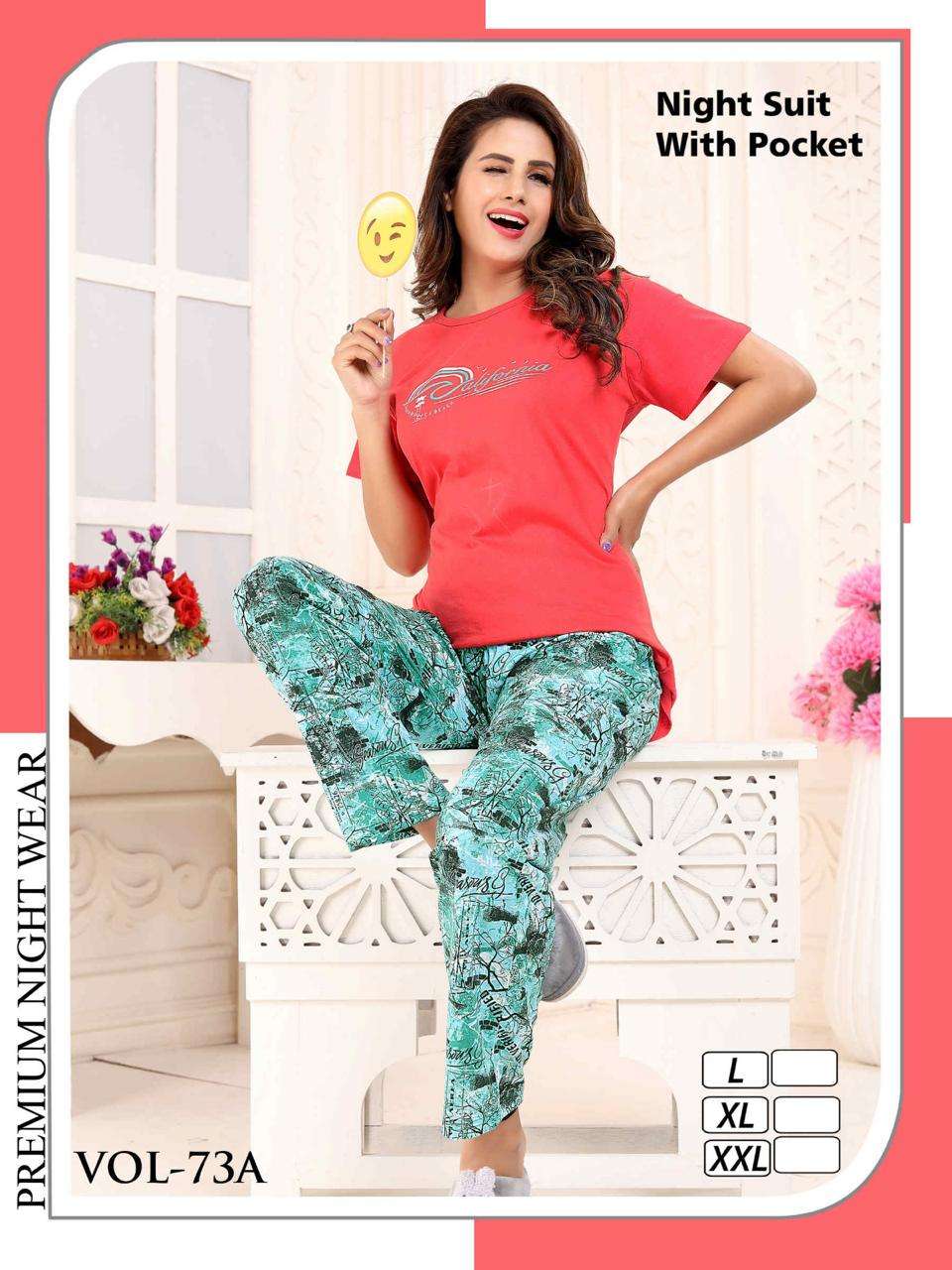 SUMMER SPECIAL VOL.73 A Heavy Shinker Hosiery Cotton Night Suits With Pocket CATALOG WHOLESALER BEST ARTE