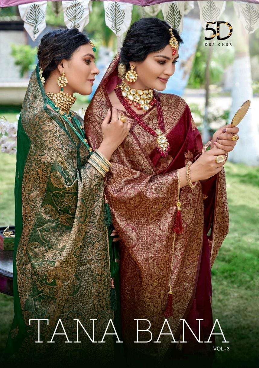 tana bana vol 3 by 5d designer wedding wear saree collection 