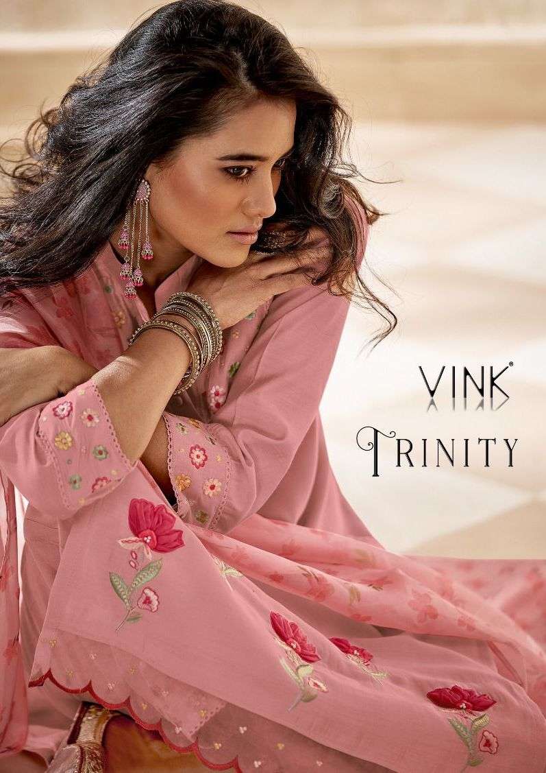 trinity by vink readymade flower print kurti with pant and dupatta 