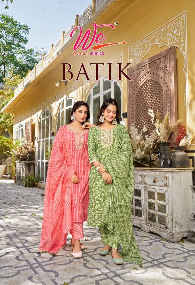 we women present batik casual print kurti with pant and dupatta