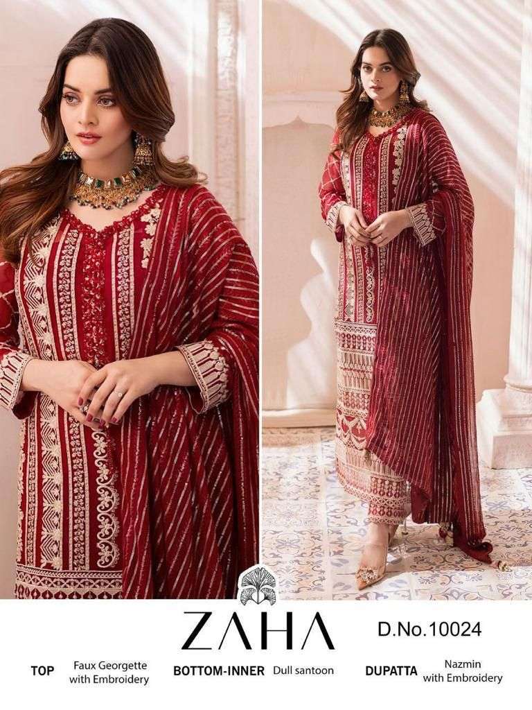 zaha 10024 design single heavy embroidery pakistani dress 
