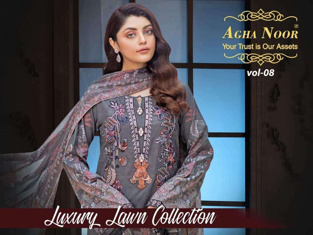 agha noor vol 8 designer pakistani salwar kameez collection 
