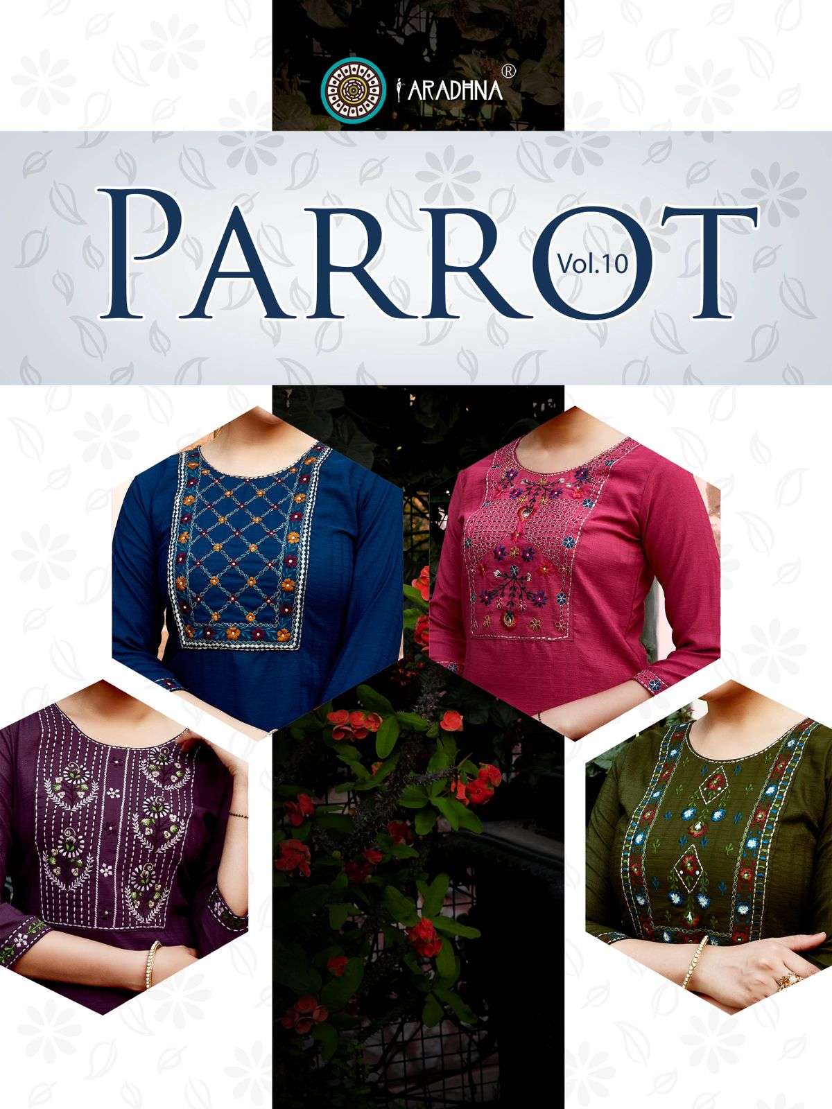 aradhana fashion parrot vol 10 fantastic embroidered work fancy kurtis 