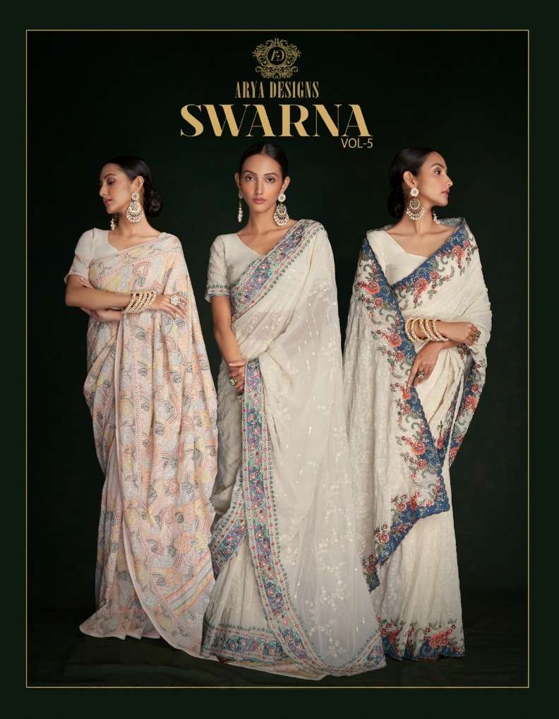 arya designs swarna vol 5 colors different designer collection saree 