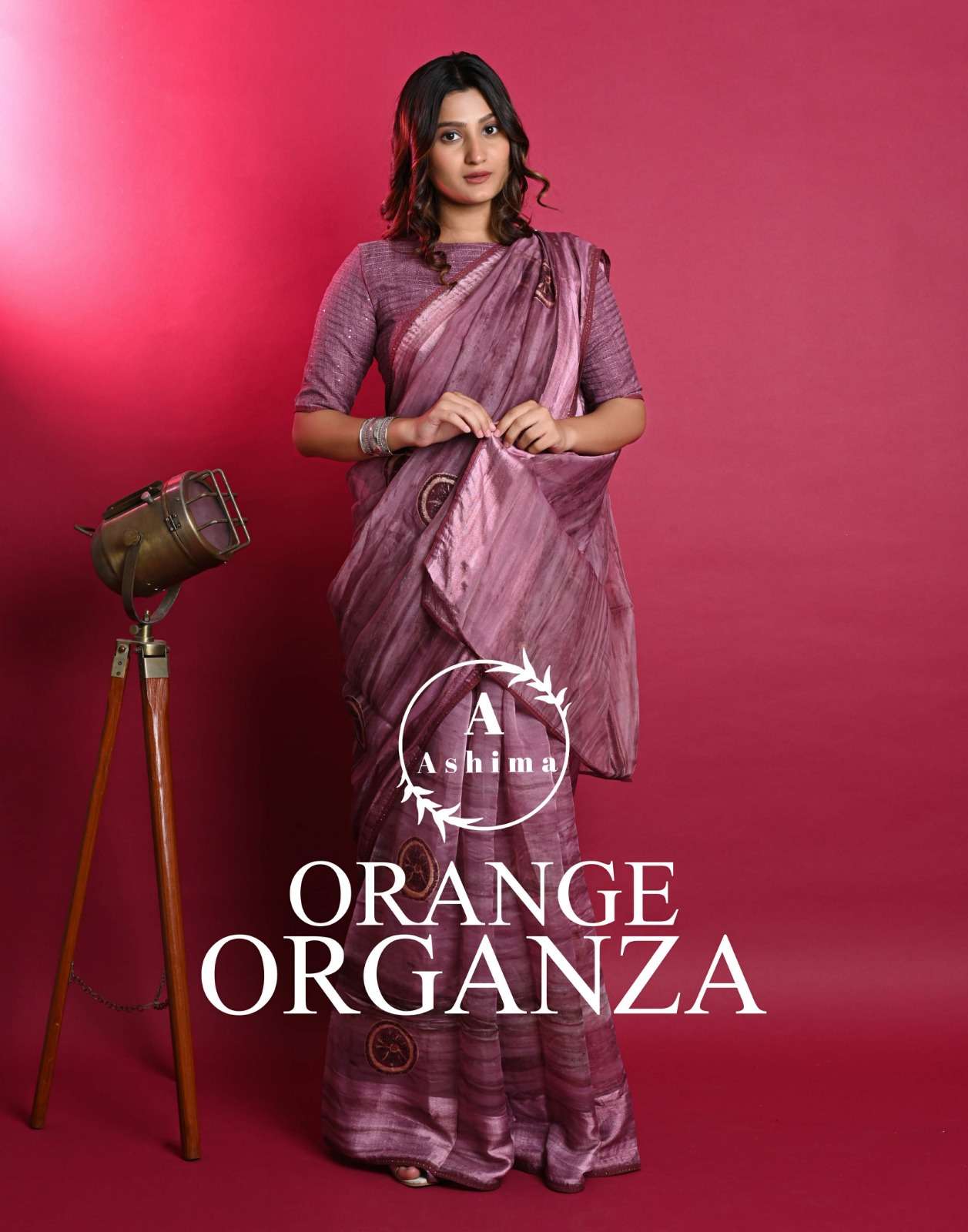ashima present orange organza signle design matching saree wholesaler 