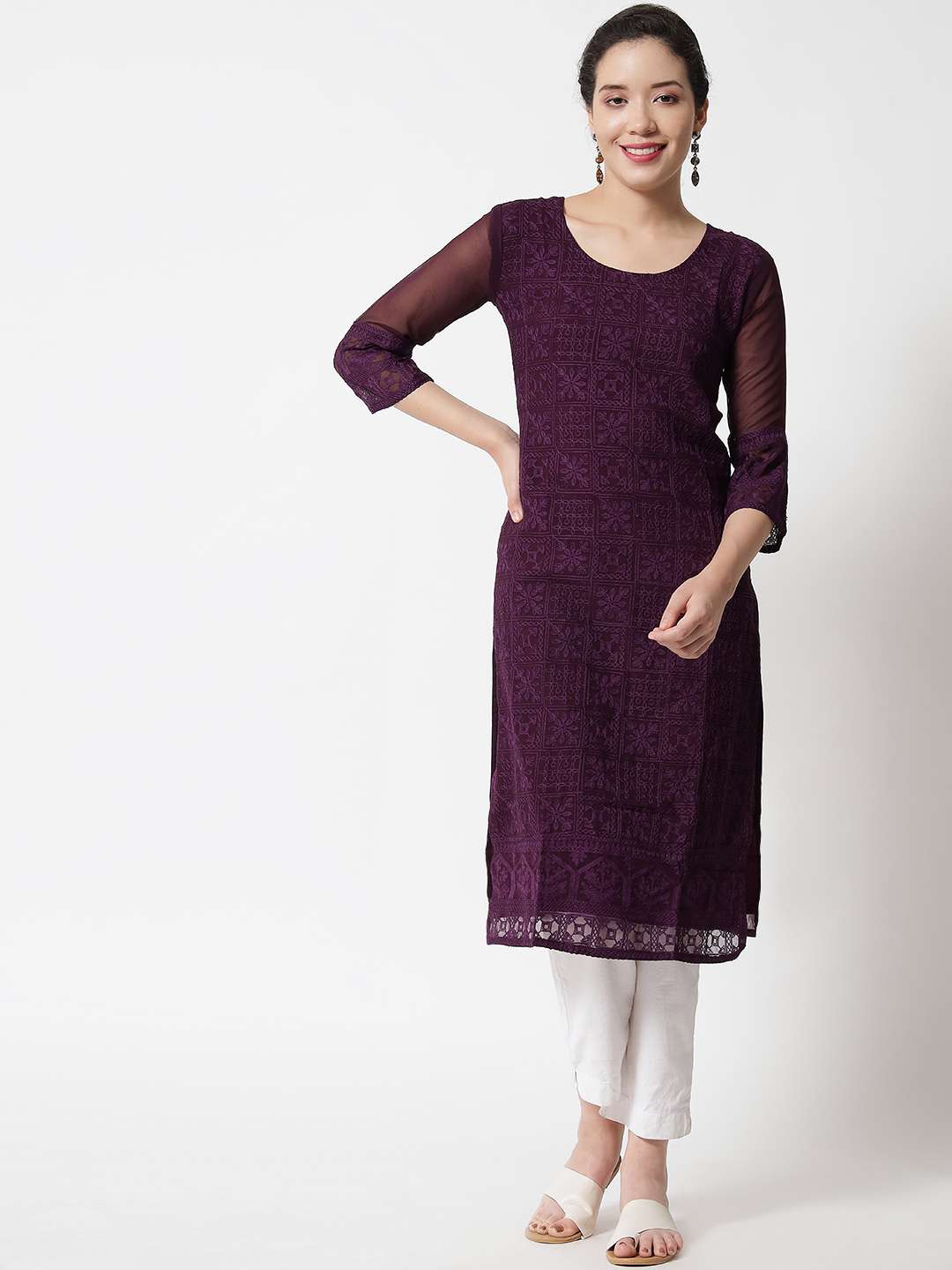 Atlanta1 Georgette Embroidery Kurti . Ready to wear Kurti