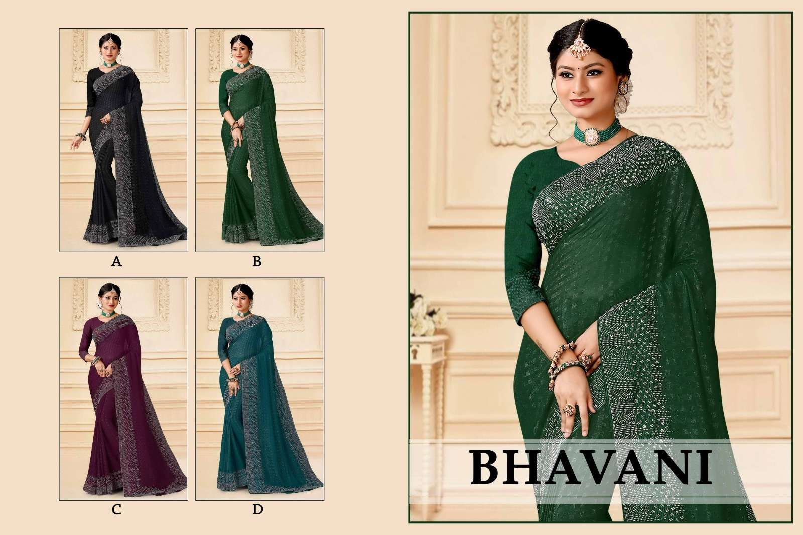 BhavanI by Ranjna saree siroski diamond designer saree online shop