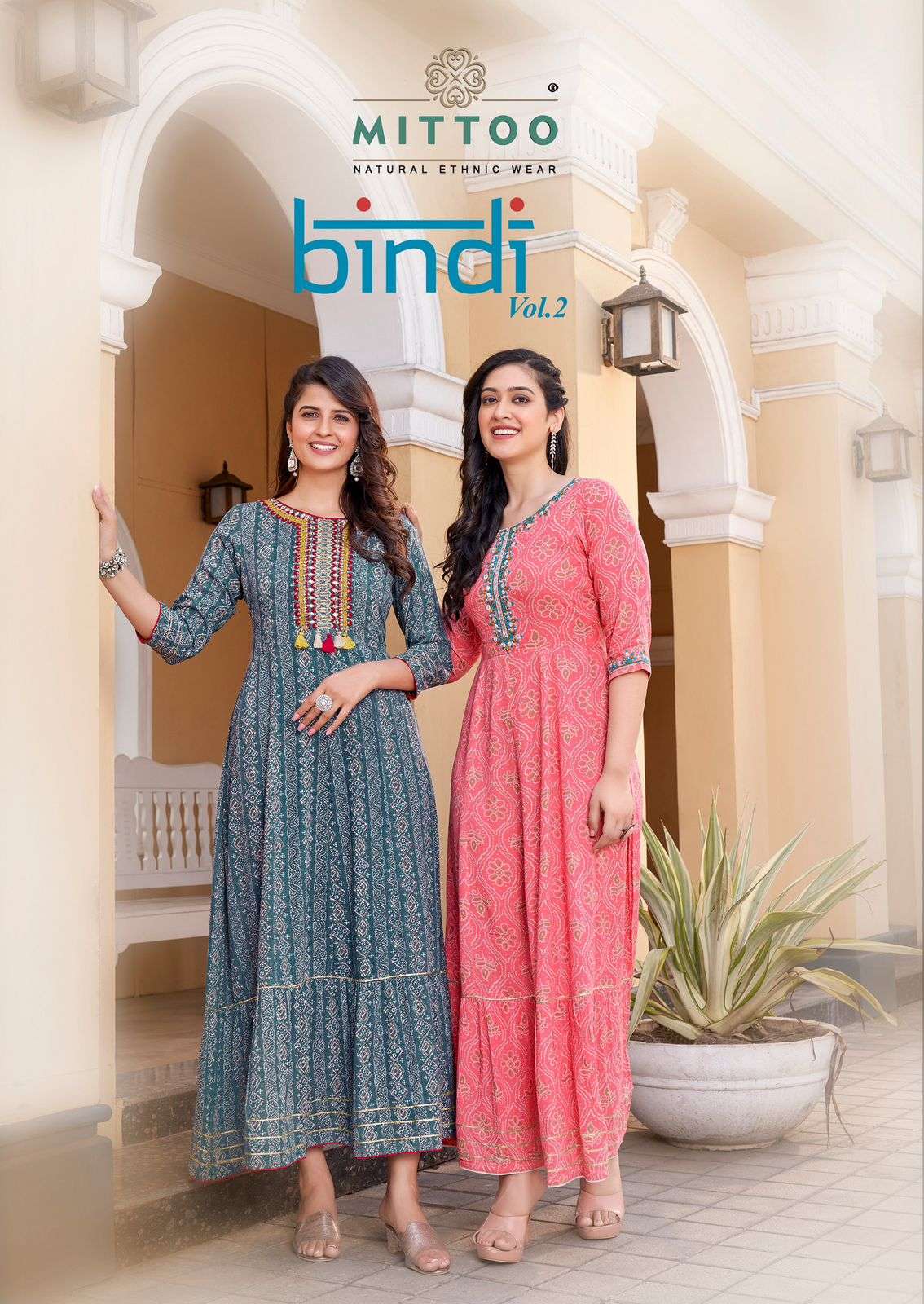 bindi vol 2 by mittoo designer rayon print amazing long kurti gown collection 