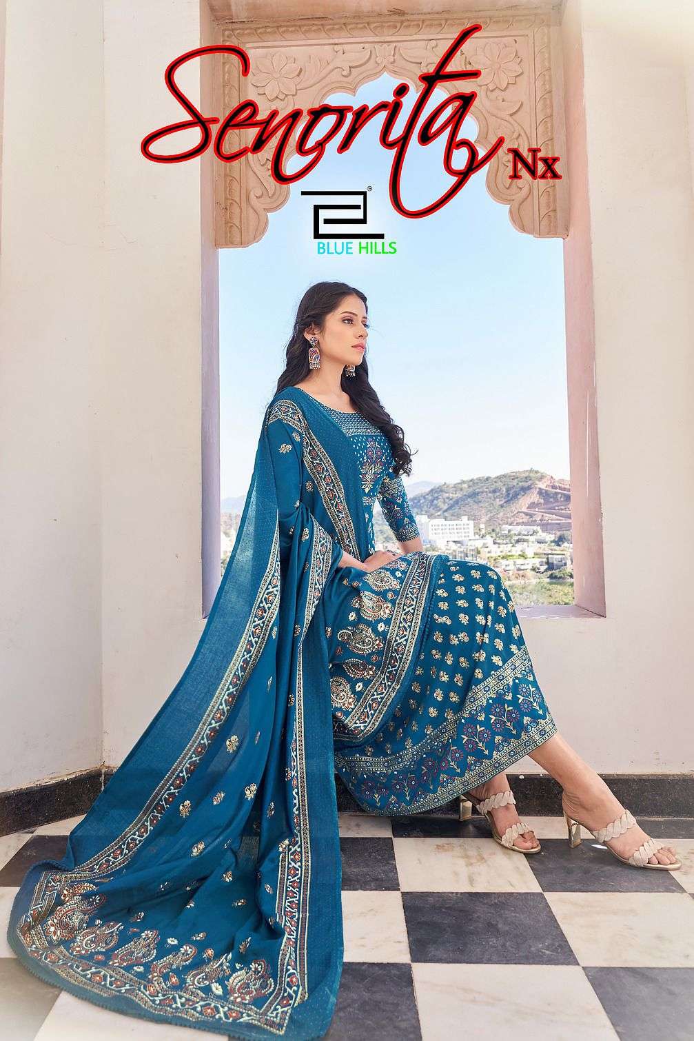 blue hills senorita vol 3 nx designer plus sizes long anarkali kurti with dupatta