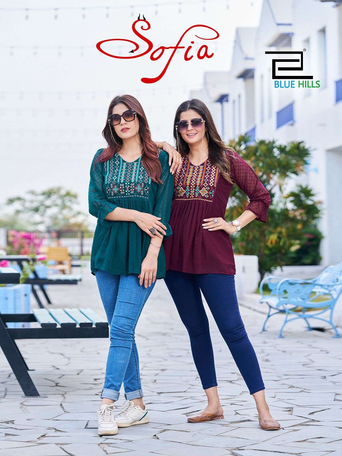 blue hills sofia amazing fancy short tops 