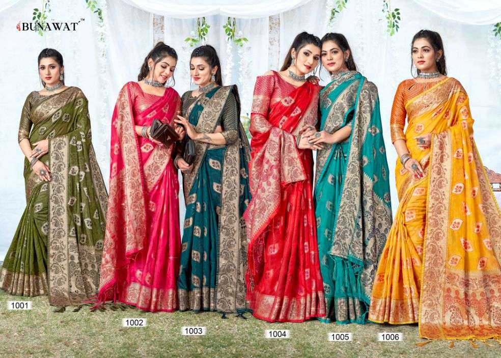 bunawat akash designer organza saris wholesaler