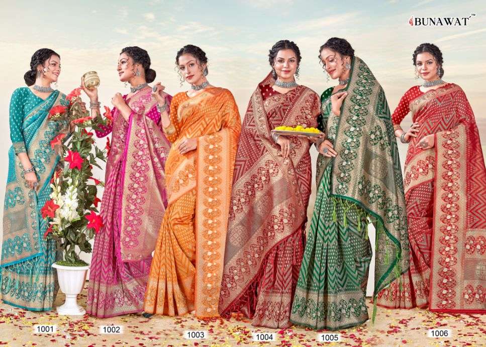 bunawat khushi designer organza saris wholesaler
