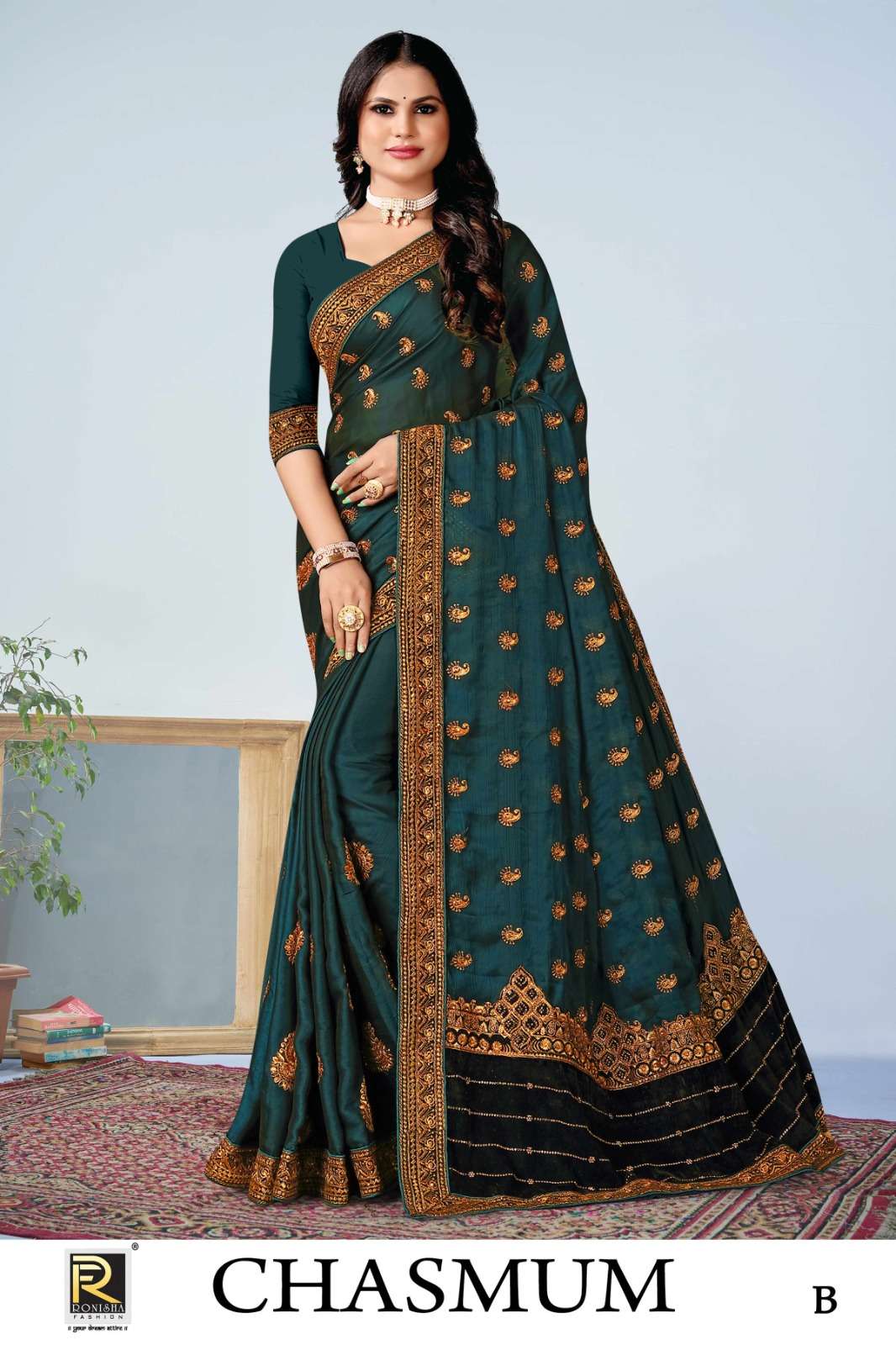 Chasmum fabric black rangoli fancy embroidery  worked bollywood fancy designer saree collection 