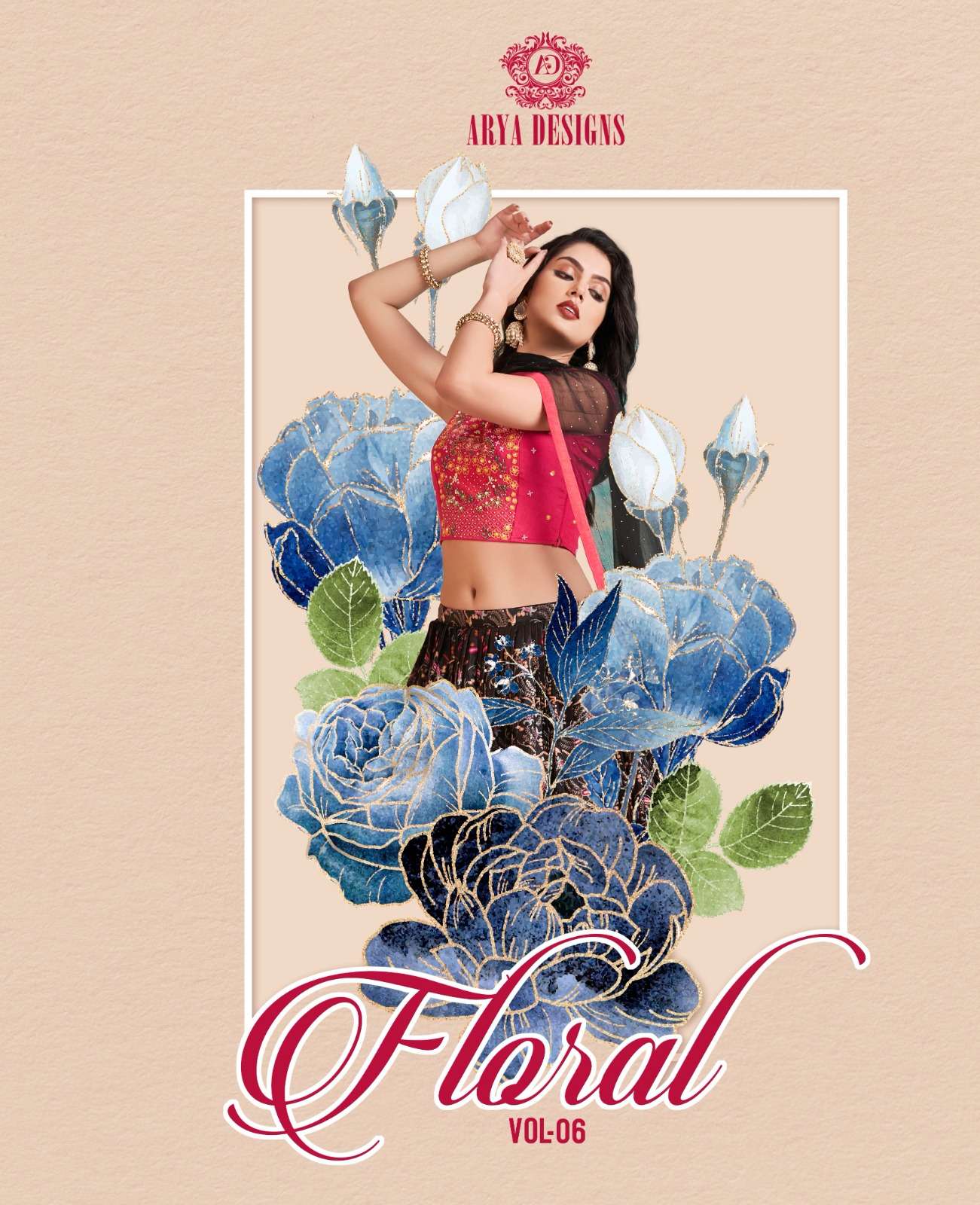 floral vol 6 by arya designer handwork beautiful printed readymade lehenga choli 