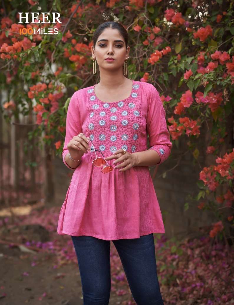 heer by 100 miles fancy embroidery work tunic tops