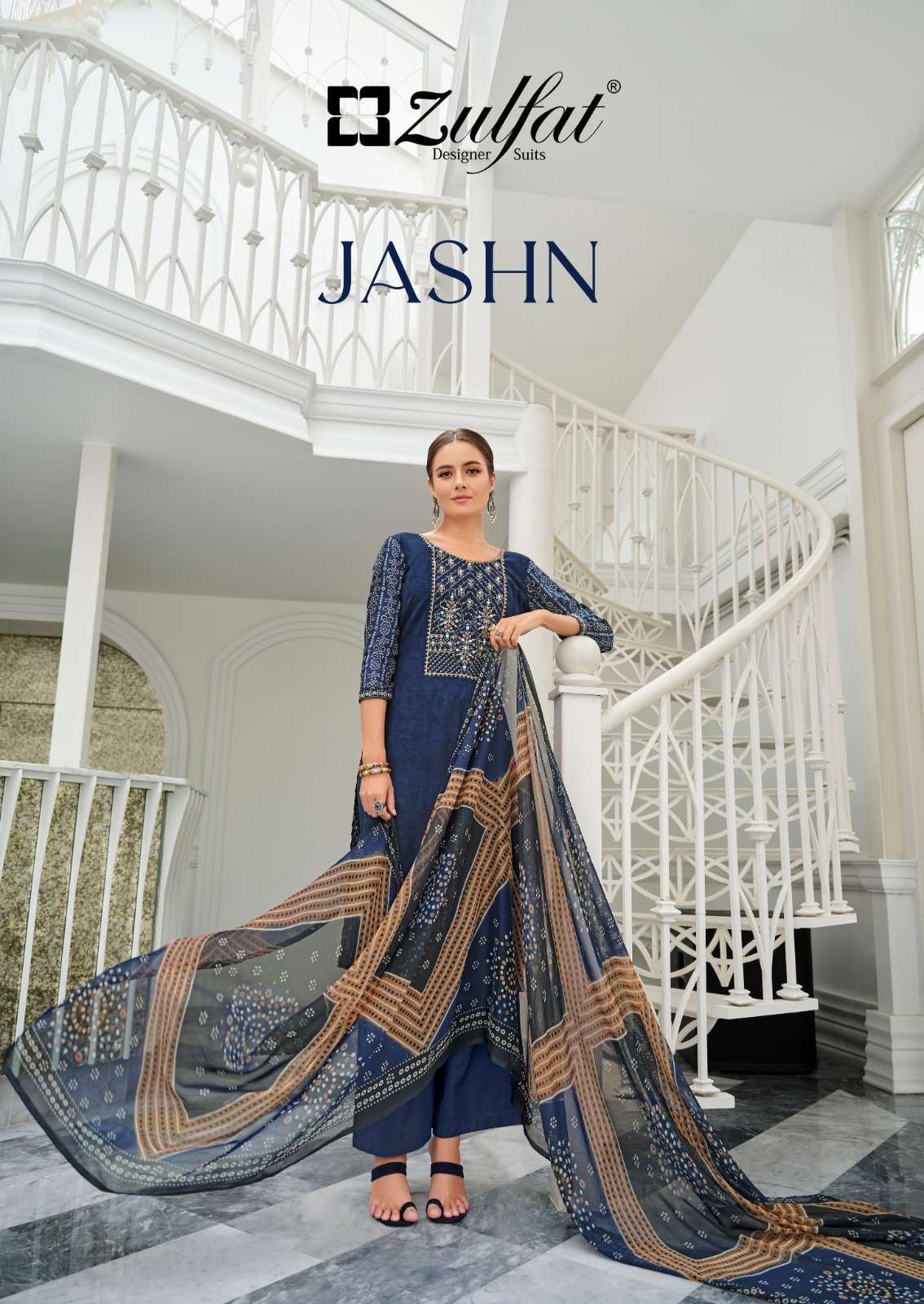 jashn by zulfat designer print embroidered work amazing salwar kameez collection 
