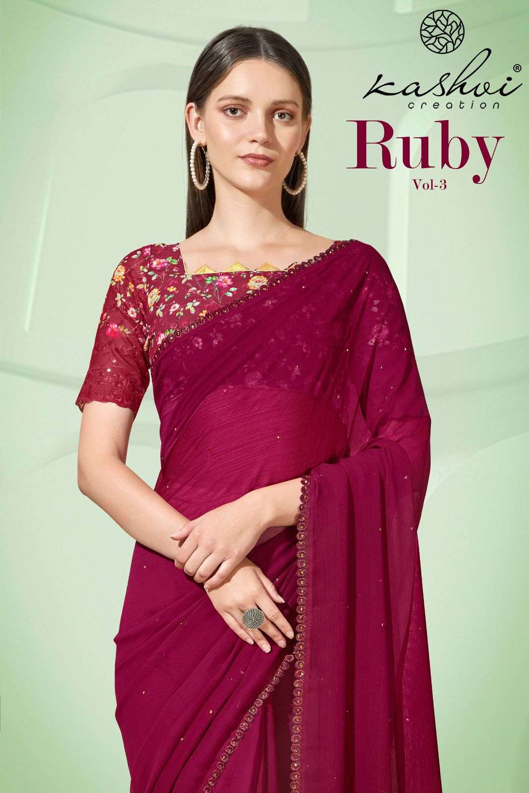kashvi creation ruby vol 3 diamond work saree with fancy blouse peice collection 