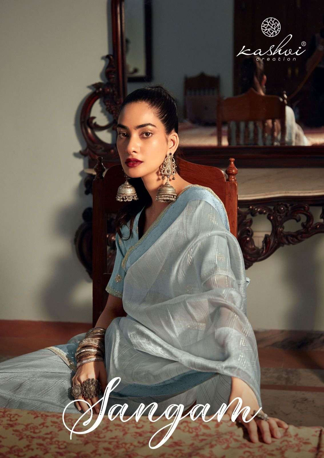 kashvi creation sangam 1001-1008 weaving zari designer saree with fancy blouse peice 