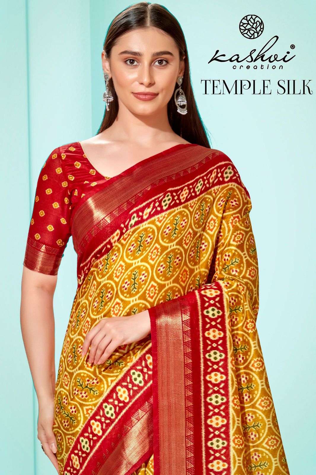 kashvi creation temple silk designer weaving zari border beautiful saree collection 