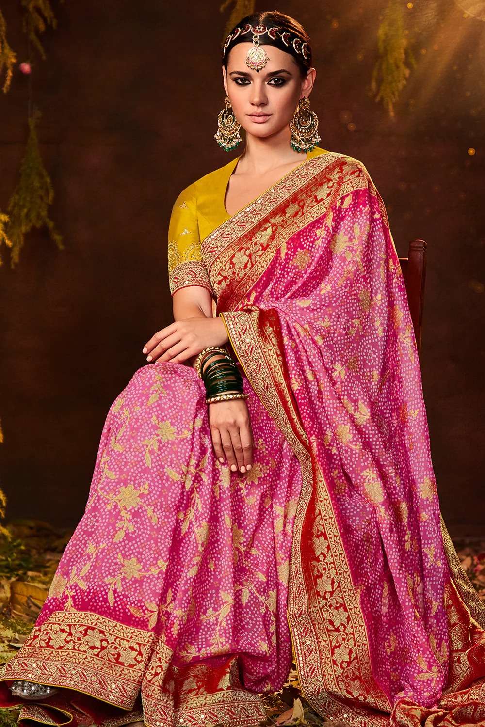 kimora bandhej sa 156 design exclusive wedding wear single saree 