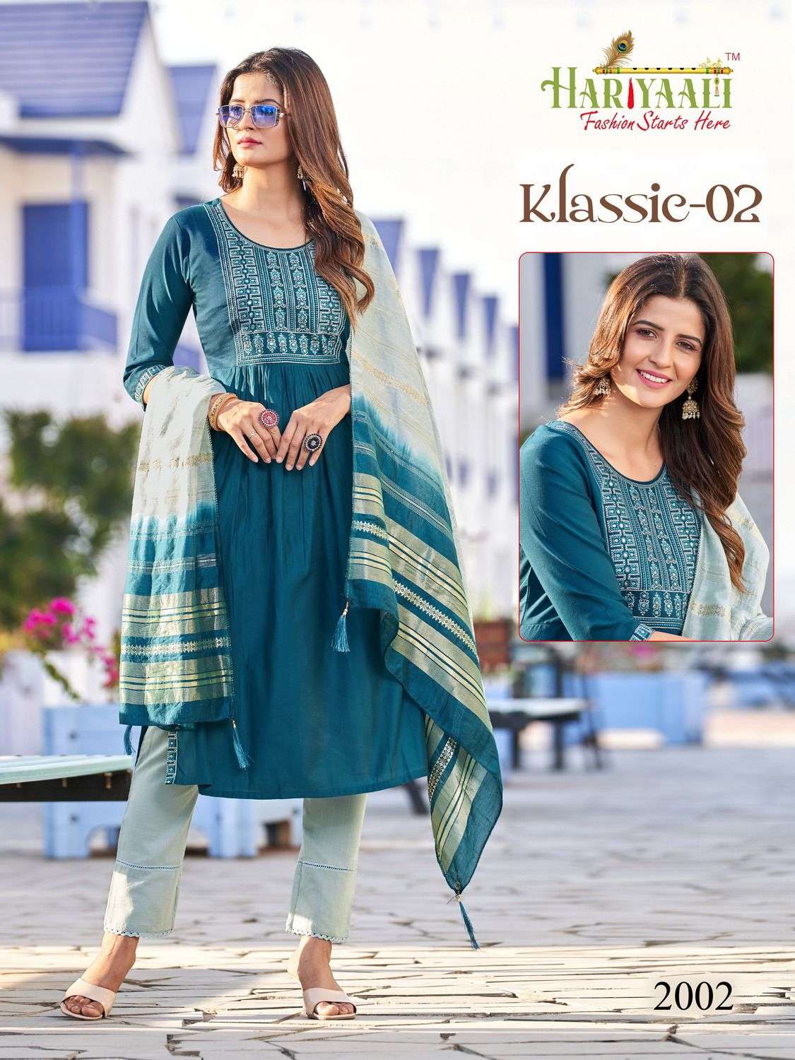 klassic vol 2 by kasmeera hariyaali beautiful nayra cut pattern kurti pant dupatta combo set 