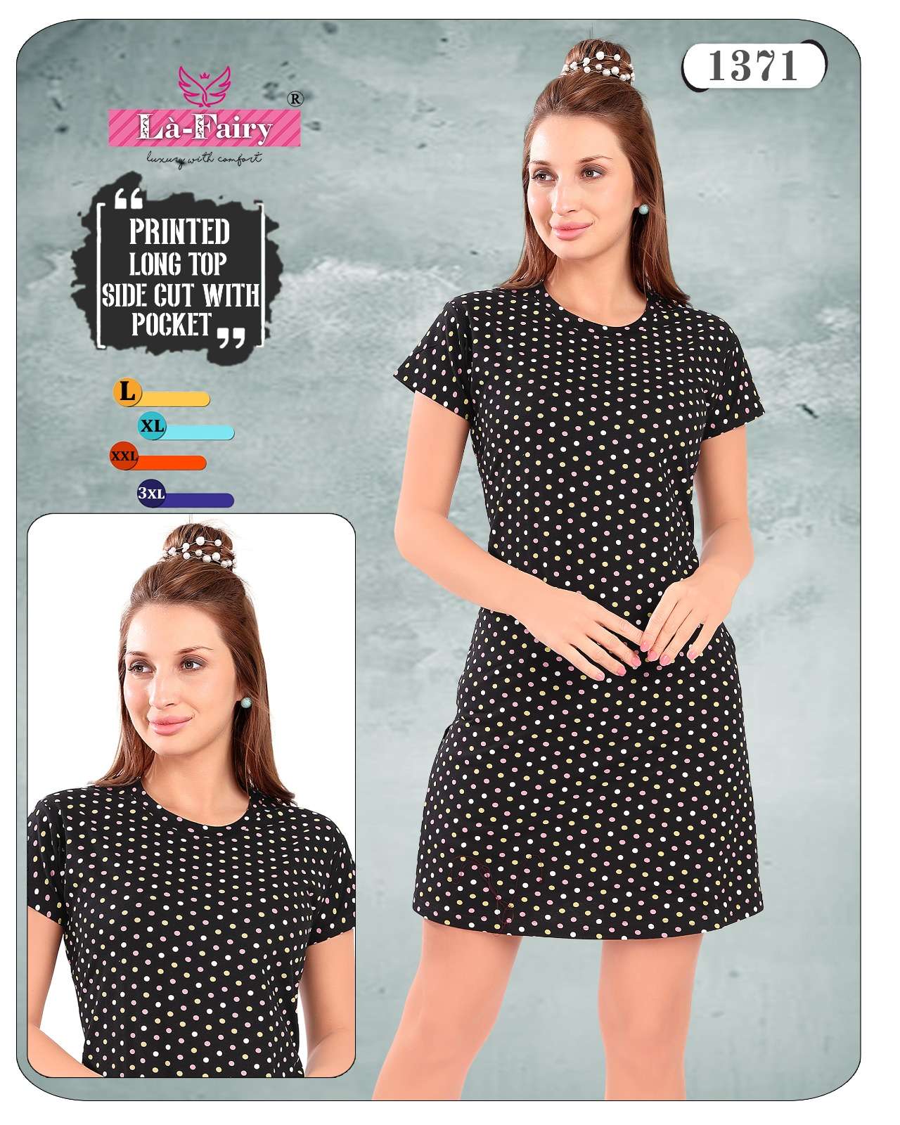 la fairy 1371 cotton hosiery daily wear long tops 