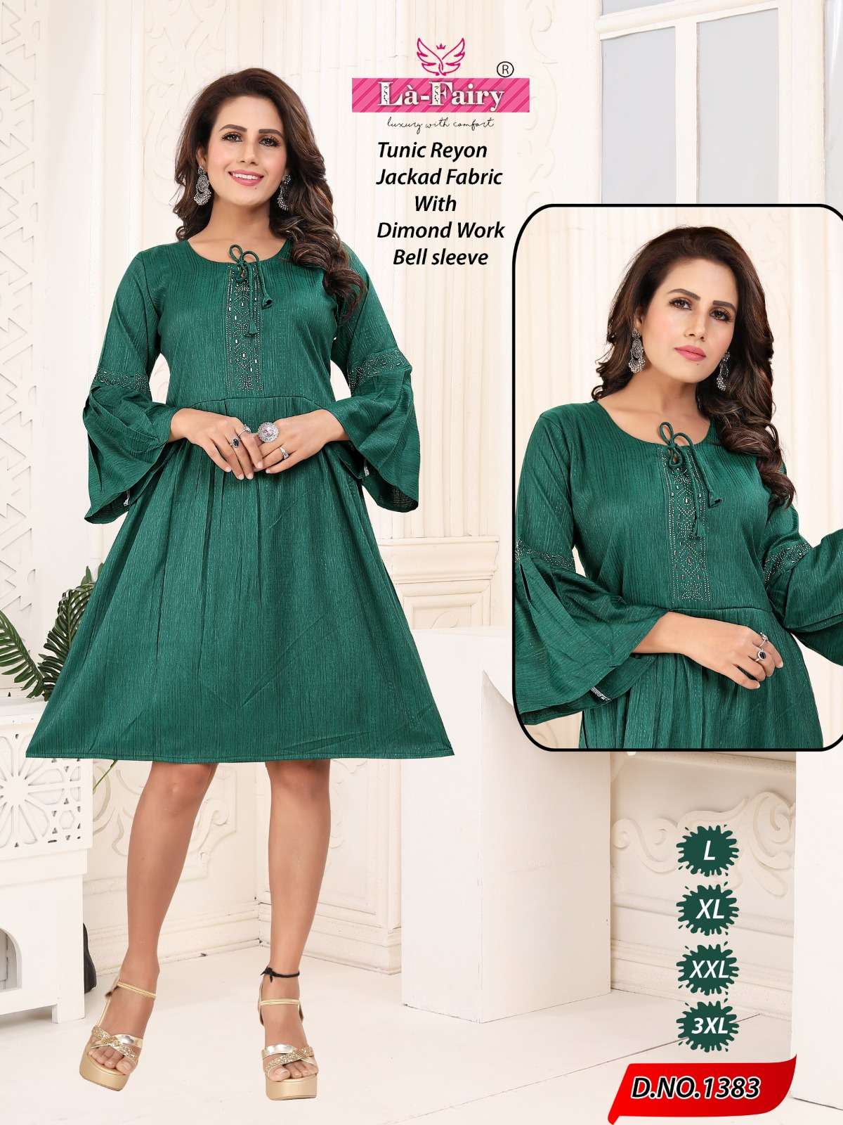 la fairy 1383 colours designer fancy wear tunic tops combo set