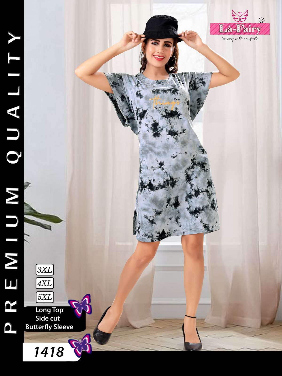 la fairy 1418 tie dyed fancy long tops in plus sizes 