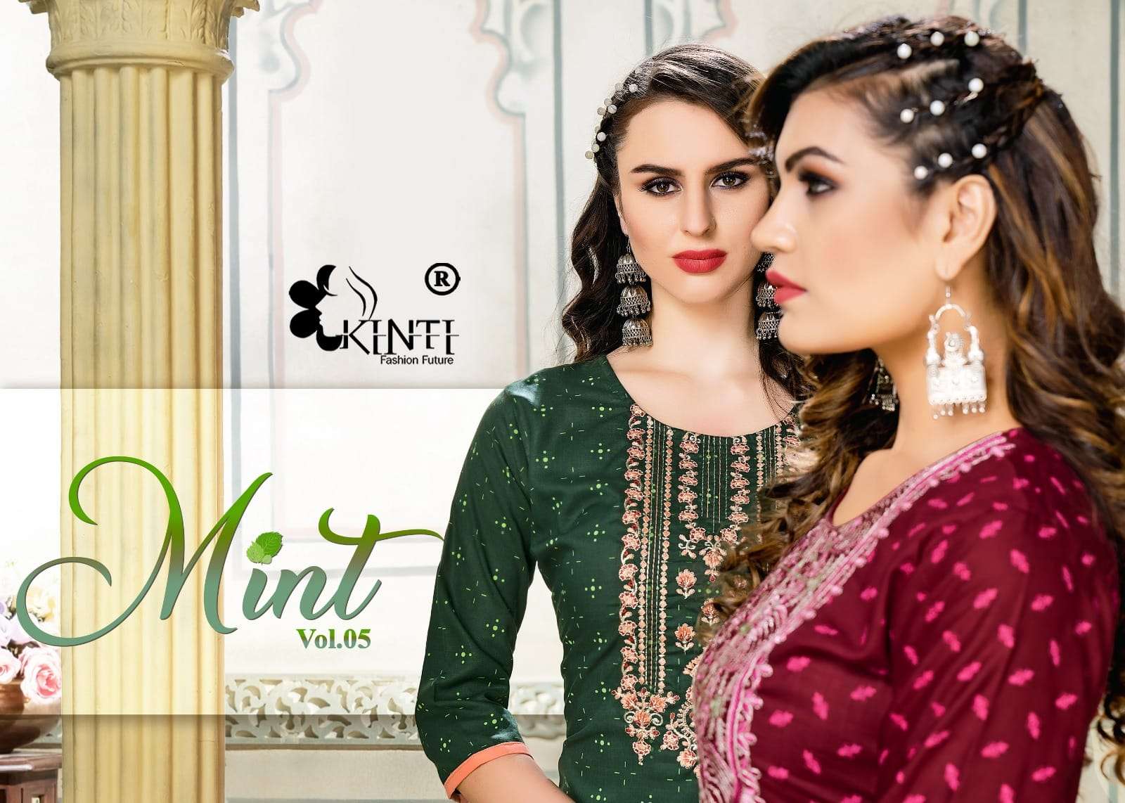 mint vol 5 by kinti designer embroidered fancy straight kurtis 