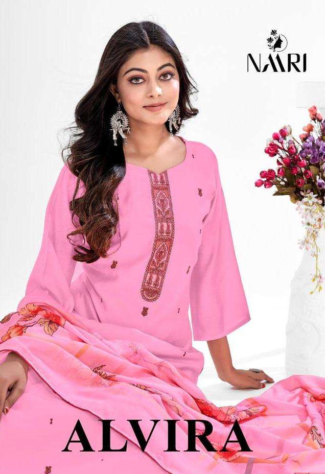 naari present alvira embroidered work unstitch salwar kameez 