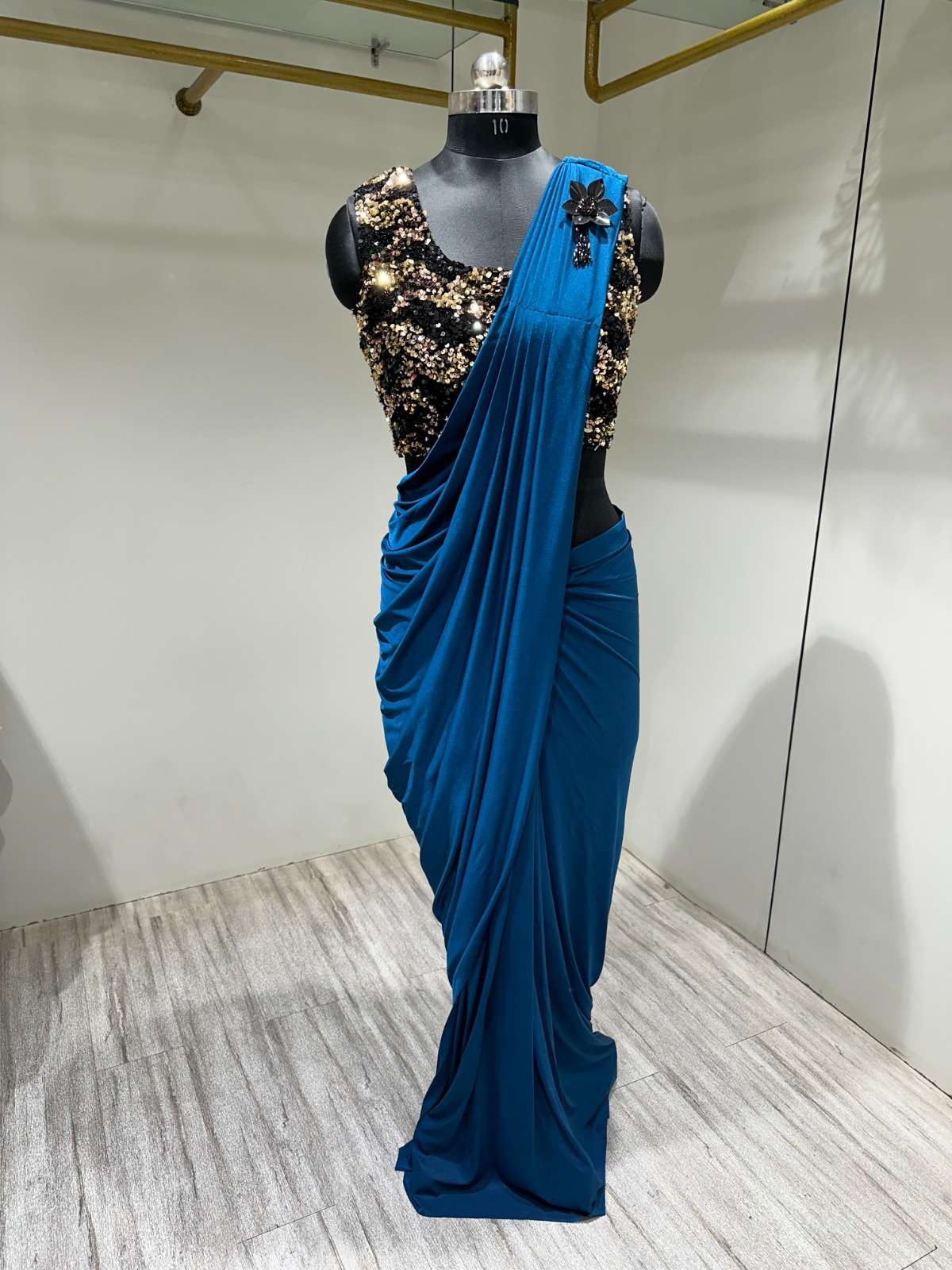 pr 10136 ready to wear fancy saree with sequin work blouse 