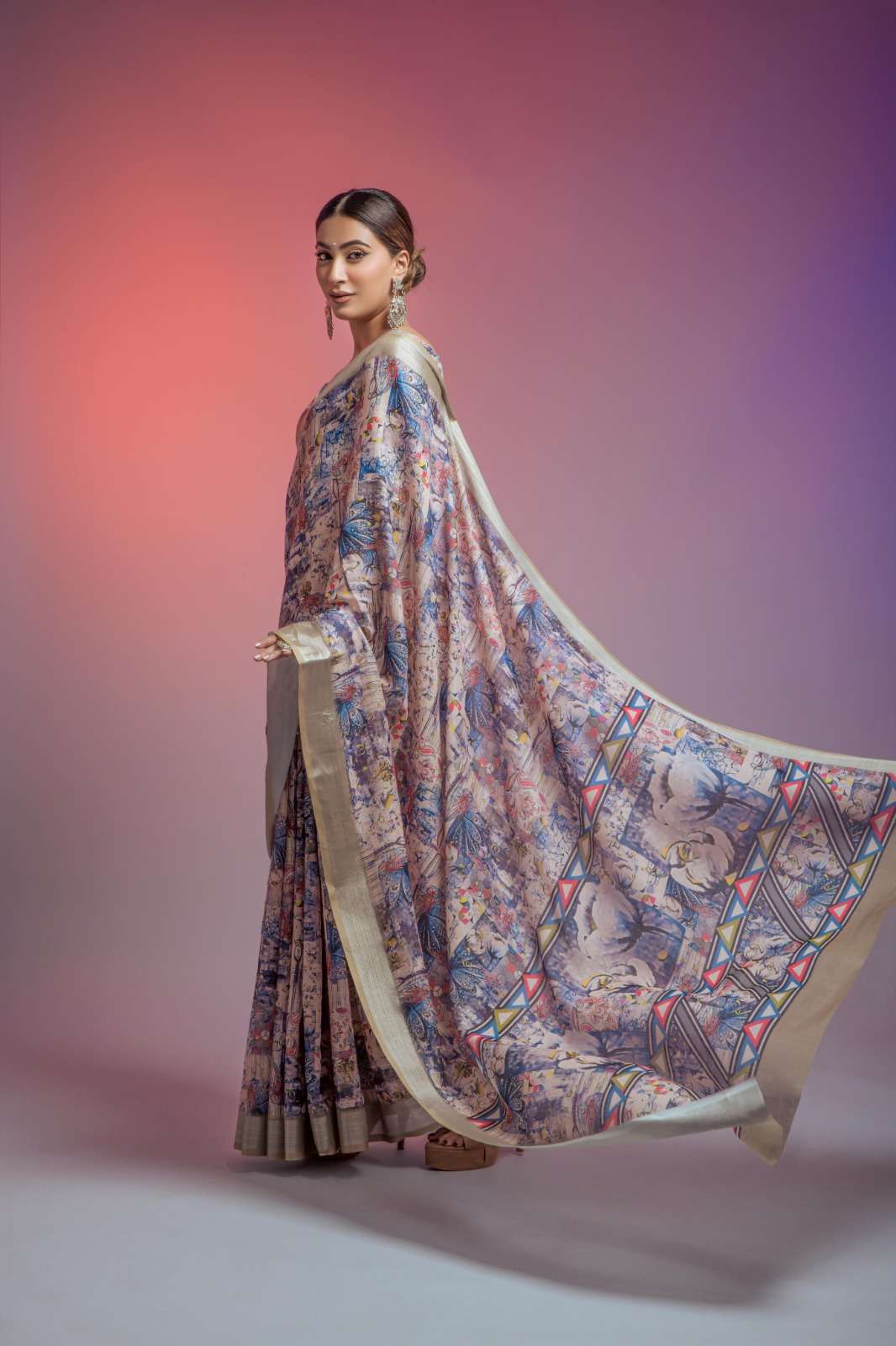 pr maharani amazing soft linen digital printed saree wholesaler 