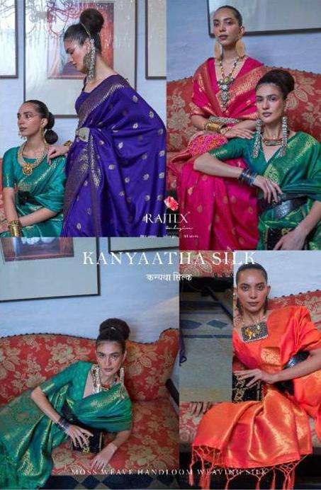 rajtex kanyaatha silk 301001-301006 moss weave handloom weaving silk sarees
